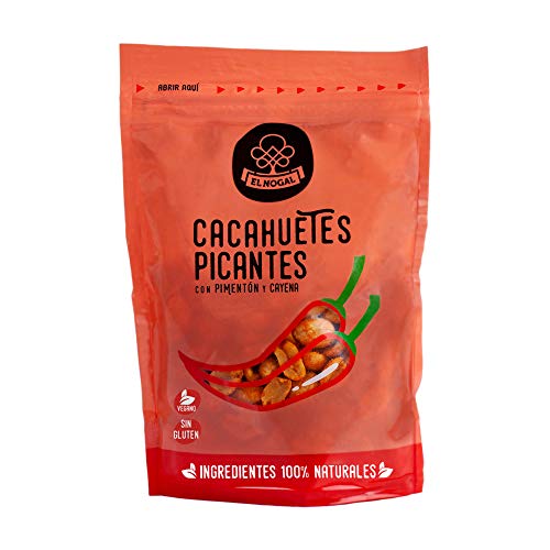 EL NOGAL Frutos Secos Cacahuete Repelado Picante (Con Pimenton y Cayena) Doypack, 125 G