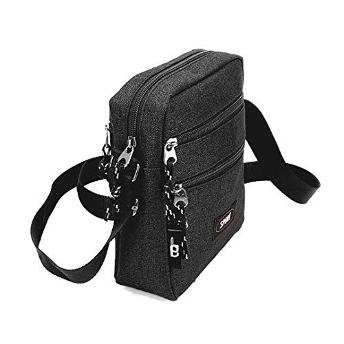 Eleccio Bella Bandolera Bolso Impermeable con Bolsillo Multiuso Hombre 2.5 Litros (Negro)