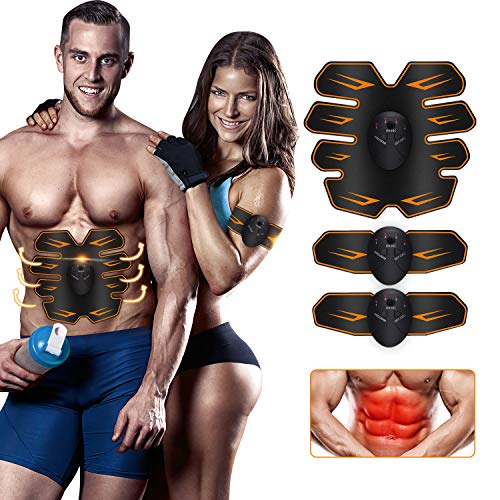 Electroestimulador Muscular Abdominales, Masajeador Eléctrico Cinturón,Estimulación Muscular Masajeador Eléctrico Cinturón Abdomen/Brazo/Piernas/Glúteos,Almohadillas de Gel 10pcs