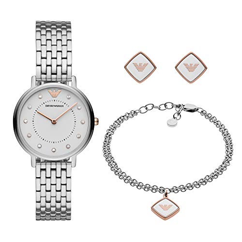 Emporio Armani Reloj Analógico para Mujer de Cuarzo AR80023 Multicolor (Oro rosa/Plata)