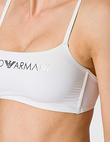 Emporio Armani Swimwear Top & Brazilian Brief Bikini Light Logo Set, White, S para Mujer