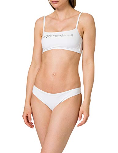 Emporio Armani Swimwear Top & Brazilian Brief Bikini Light Logo Set, White, S para Mujer