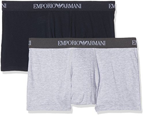 Emporio Armani Underwear CC722 Boxer, Hombre, Azul/Gris (Navy Blue/Heather Gray), L