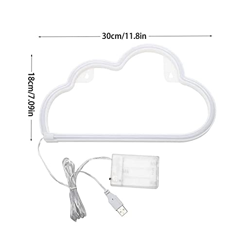 ENUOLI Luz de neón Nube Letrero de neón Nube Blanco cálido Letrero de luz de neón Batería/USB Luz Nocturna de neón Luz de Pared de neón para el Dormitorio de los niños Luz LED Letrero de neón