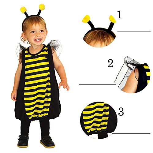 EOZY Disfraz de Carnaval para Niños Pequeños,Disfraces de Abejas Mono de Halloween Traje de Fiesta para Niñas Niños de altura 95-120 cm (S)