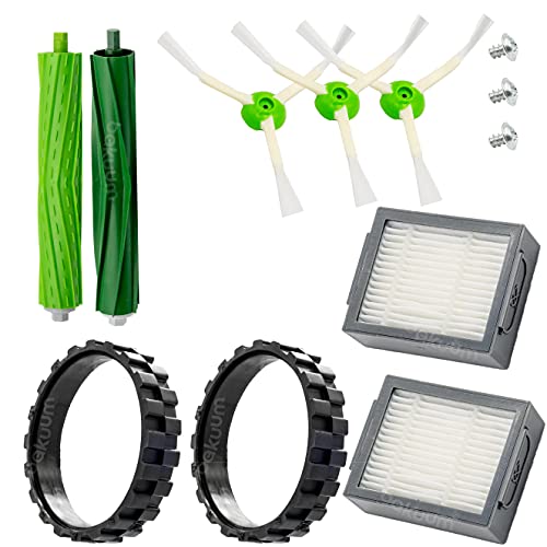 EPIEZA Kit de Neumaticos + Cepillos + Rodillos + Filtros. Repuestos Accesorios para Aspiradoras iRobot Roomba Serie i7 E5 Pack de 12 uds