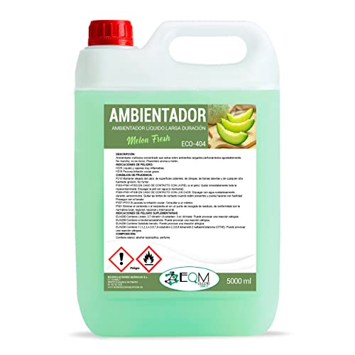 EQM SOLUCIONES QUÍMICAS | ECO- 404 | 5 L | Ambientador Profesional Aroma Melón | Larga duración | Crea atmósferas transpirables, acogedoras y de olor agradable