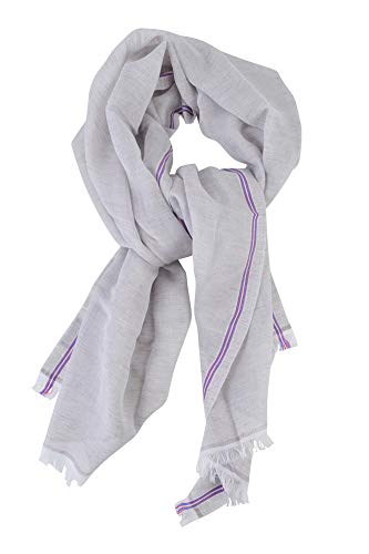 Ermenegildo Zegna Bufanda Hombre Gris Blanco A rayas algodón 198 cm x 90