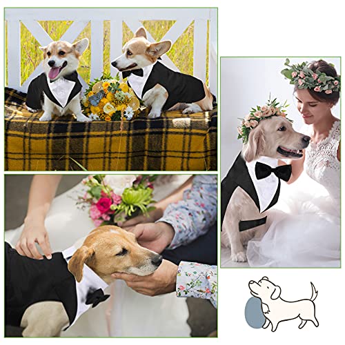 Esmoquin de Perro Set de Traje y Bandana de Perro Esmoquin Formal de Perros Traje de Fiesta Boda de Mascotas Camisa de Pajarita de Boda para Disfraces Cumpleaños Halloween (XXL)