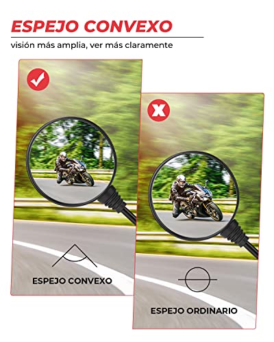 Espejos Laterales con Abrazadera 7/8'' Retrovisores Moto 10mm Homologado Universal