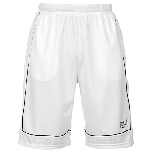 Everlast - Pantalones cortos de baloncesto para hombre, sueltos, ropa deportiva, Todo el año, Hombre, color negro/blanco, tamaño S