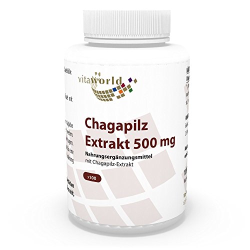 Extracto de Hongo Chaga 500mg 100 Cápsulas Vegetales Vita World Farmacia Alemania