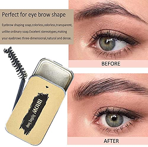 Eyebrow Soap Kit (2 PCS), Brows Styling Soap Set Long Lasting Waterproof Smudge Proof Eyebrow Styling Pomade for Natural Brows, 3D Feathery Brows Makeup Balm