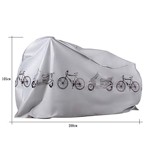 EZONTEQ Funda para Bicicleta Impermeable, Funda de Proteccion Bicicleta Bici Moto Cubierta a Prueba de Polvo Sol Lluvia Agua UV Rayos Ultravioleta (Gris 210x100cm)