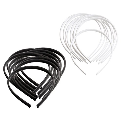 F Fityle 20 Piezas Alice Bands Blanco Negro Diadema Banda para El Cabello Set Mujeres Niñas Damas