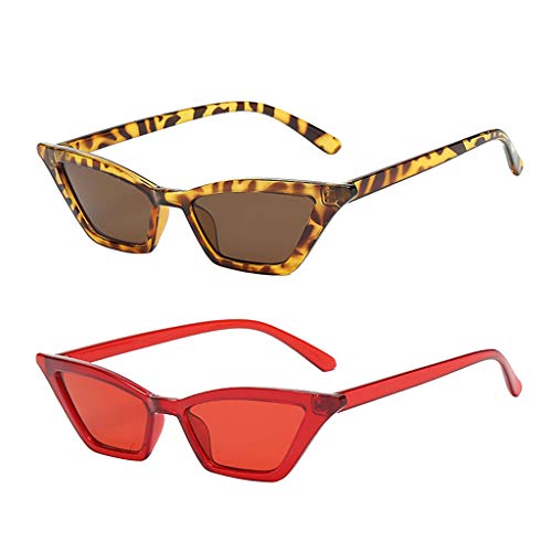 F Fityle Gafas De Sol Retro De Ojo De Gato De 2 Piezas para Mujer UV400 Lente De Espejo Gafas De Los Años 90 Gafas