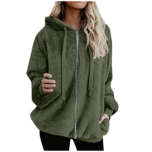 FACAIAFALO Sudaderas Mujer con Capucha y Cremallera Peludo Adolescentes Chicas Manga Larga Sudadera de Talla Grande Tops de Primavera Otoño Blusas Jersey Mujer Invierno Suéter Sweatshirt