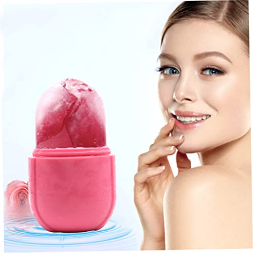 Face Ice Roller Silicone Skin Tightening Massager Facial Ice Cube Tray Mold Roller Pink