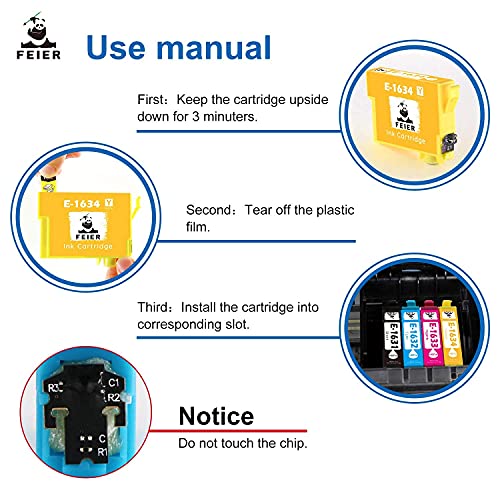 feier 16XL Cartuchos de Tinta Compatible para Epson 16 16XL para Epson Workforce WF-2630WF WF-2750DWF WF-2510WF WF-2650DWF WF-2010W WF-2520NF WF-2530WF WF-2540WF (9 Negro,3 Cian,3 Magenta,3 Amarillo)