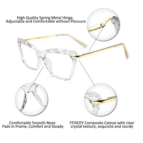 FEISEDY Gafas de ojo de Gato para Mujer Lentes Transparentes Marco de Cristal Gafas de Mujer B2440