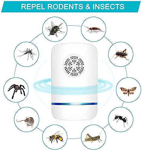 Feizhibo Repelente Ultrasónico de Plagas, Ahuyentador de Ratones Ultrasonidos, Electrónico Repelente Mosquitos Insectos para Anti Cucarachas, Moscas, Mosquitos, Ratones
