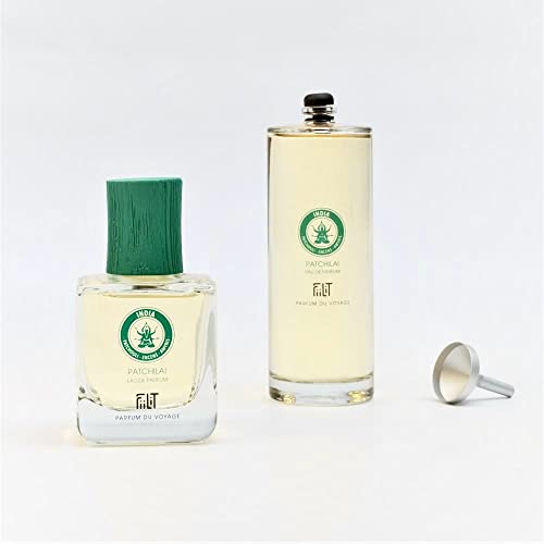FiiLiT parfum du voyage Agua de perfume Natural PATCHILAI INDIA, RECARGA- , Mixto, Patchouli Potente Chypre Incienso, Para Unisex, Recarga 100 mL