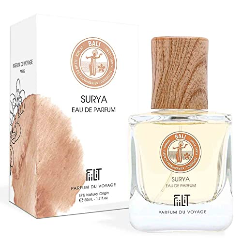 FiiLiT parfum du voyage Agua de perfume Natural SURYA BALI, Mixto, Spray recargable, Flor de Frangipani Ylang Ylang Tuberosa, Oriental Floral, para unisex, 50 mL 6.5 x 10.5 x 5