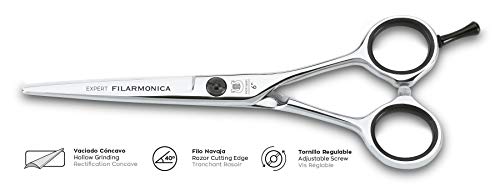 FILARMONICA Tijeras Peluquería Profesional Expert, Tijera Peluquero para Desfilar y Texturizar de Acero Inoxidable Forjada en Caliente Muy Resistente y Duradera Incluye Destornillador, 6”