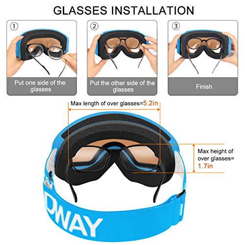 findway Gafas Esqui Niños 3~8 Años Mascara Esqui Niño Gafas de Esqui Niña Niño,Ajustable Anti-Niebla Protección UV Compatible con Casco para Esquiar Deportes Invierno (Lente Naranja (VLT 55.76%))