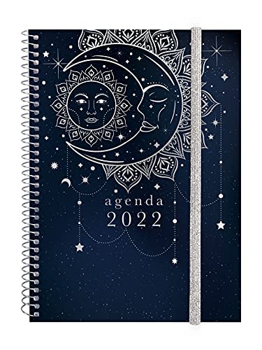 Finocam Espiral Design Collection Moon - Agenda Enero 2022 - Diciembre 2022 (12 meses), Sobremesa - E10 - 155x212 mm, Moon