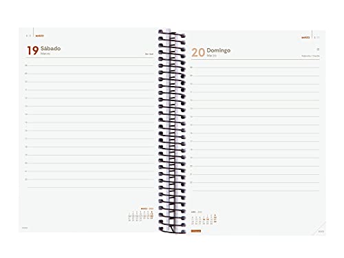 Finocam Espiral Opaque - Agenda Enero 2022 - Diciembre 2022 (12 meses), Sobremesa - E10 - 155x212 mm, Burdeos
