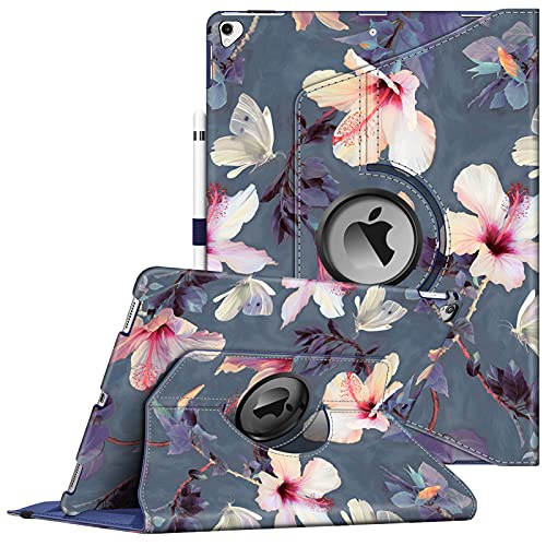 Fintie Funda Giratoria Compatible con iPad Pro 12.9 (Versión 2017/2015) - Rotación de 360 Grados Carcasa con Función de Soporte y Auto-Reposo/Activación, Hibisco