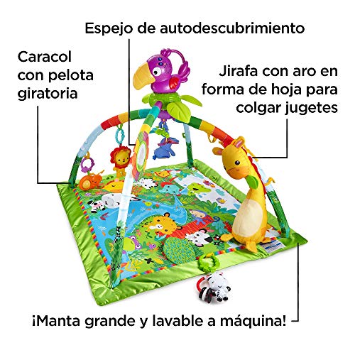 Fisher-Price Gimnasio Musical Infantil Animalitos de la Selva - Juguete - Con Música, Luces, Sonidos y Manta Lavable - Regalo para Bebés de 0+ Meses