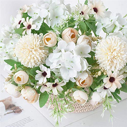 Flores artificiales, 3 colores Plantas falsas Plantas de hortensias de seda artificial, Peonía de seda falsa hecha a mano Hortensia Camelia Decoración de ramo de flores realista