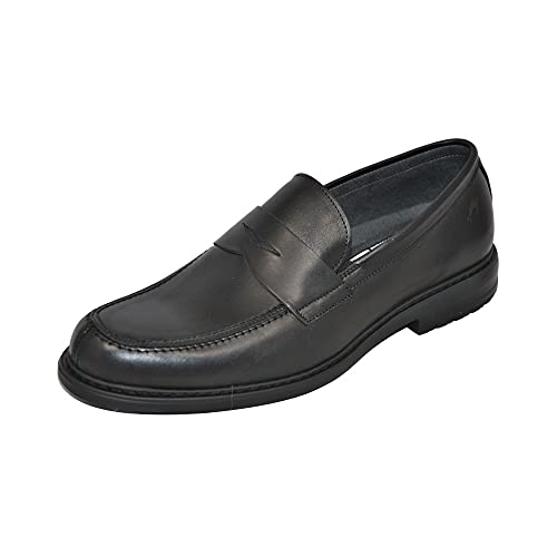 Fluchos | Zapato de Hombre | Simon 8721 Natural Negro Zapato de Vestir | Zapato de Piel de Vacuno Natural Encerada y cepillada de Primera Calidad | Cierre con Cordones | Piso EVA