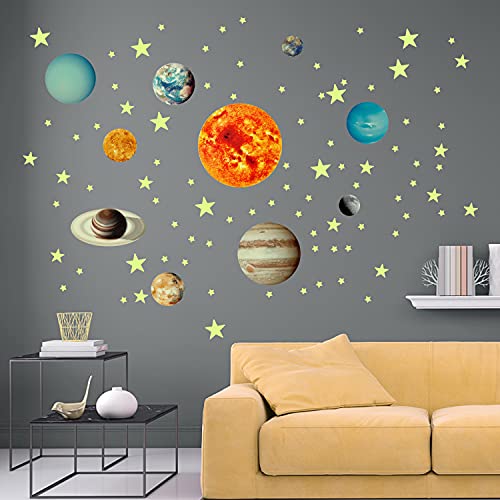 Fluorescente Decoración de Pared Uktunu Luminoso Pegatinas de Pared Planetas y Estrellas Brillante Fluorescente Adhesivos para Niños Hogar Kids Room Decor del Dormitorio 430pcs