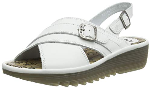 FLY London Ekon142fly, Sandalias de Talón Abierto Mujer, Marfil (White 001), 34 EU