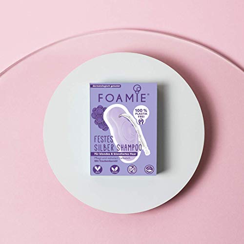 Foamie Champú sólido para cabello rubio con aceite de semilla de uva, 100% vegano, plástico y crueldad, para un tono rubio claro y anti-amarillo, 80 g