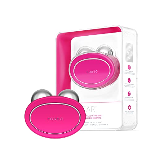 FOREO BEAR Fuchsia, dispositivo inteligente de tonificación facial con microcorrientes, 5 intensidades de microcorrientes, Anti-Shock System, 90 usos por carga, conexión por app, 2 años de garantía