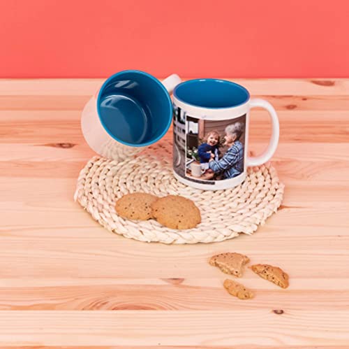 Fotoprix Tazas Personalizadas con Foto y Texto | Regalos Personalizados con Foto para Abuelo | Taza Personalizada con Nombre | Taza de Color Azul Claro