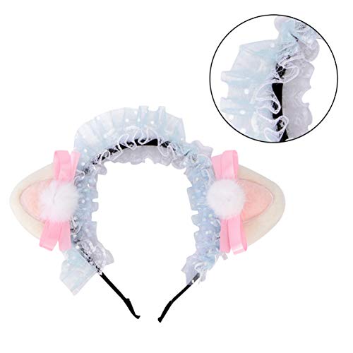 FRCOLOR Diadema de Orejas de Gato de Encaje Headdress Cosplay Party Headwear for Ball Club Home Girl Women Kids Decoration Pink