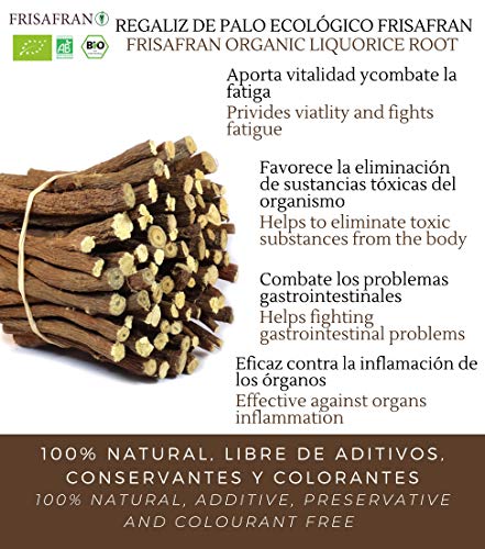 FRISAFRAN - Regaliz de palo SECO|Ecológico|paloduz|Directamente del productor|cultivado en Navarra - 50Gr