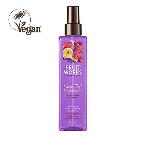 Fruit Works Passionfruit & Watermelon Cruelty Free & Vegan Body Mist With Natural Extracts 1x 250ml