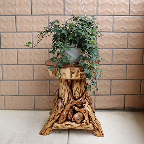 FSYGZJ Taburetes de Madera Maciza Raíz de raíz Tallado Soporte de Flores Marco de Bonsai Antiguo Cambio de Banco de Zapatos Decoración del hogar Asiento (Color: Color Madera)