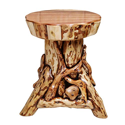 FSYGZJ Taburetes de Madera Maciza Raíz de raíz Tallado Soporte de Flores Marco de Bonsai Antiguo Cambio de Banco de Zapatos Decoración del hogar Asiento (Color: Color Madera)