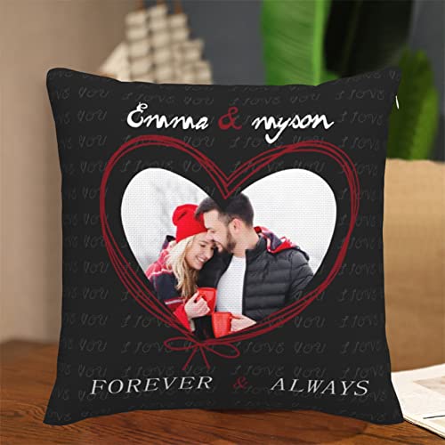 Fundas de Almohada con Fotos Personalizadas Imprimir imágenes y Almohadas con Nombre Aniversario para Mujeres / Hombres(Estilo 2)