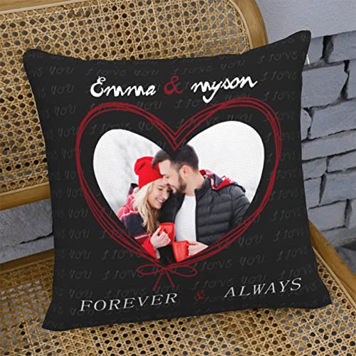 Fundas de Almohada con Fotos Personalizadas Imprimir imágenes y Almohadas con Nombre Aniversario para Mujeres / Hombres(Estilo 2)