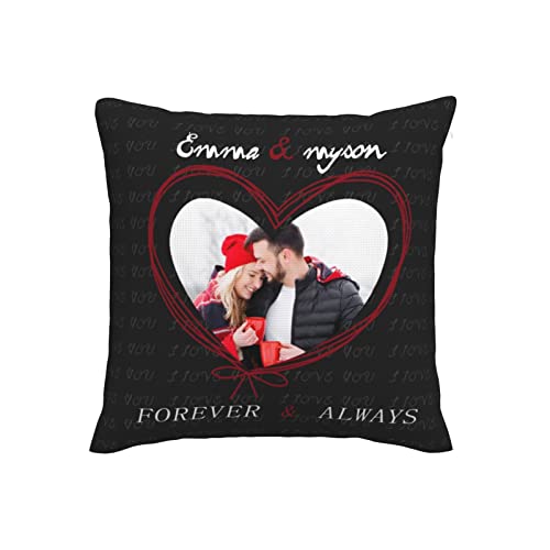 Fundas de Almohada con Fotos Personalizadas Imprimir imágenes y Almohadas con Nombre Aniversario para Mujeres / Hombres(Estilo 2)