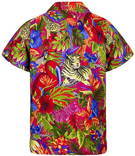 Funky Camisa Hawaiana, Jungle, Pink, L