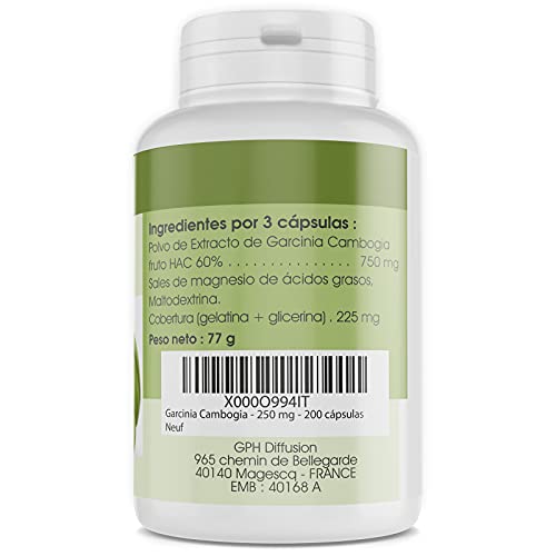 Garcinia Cambogia - 250 mg - 200 cápsulas